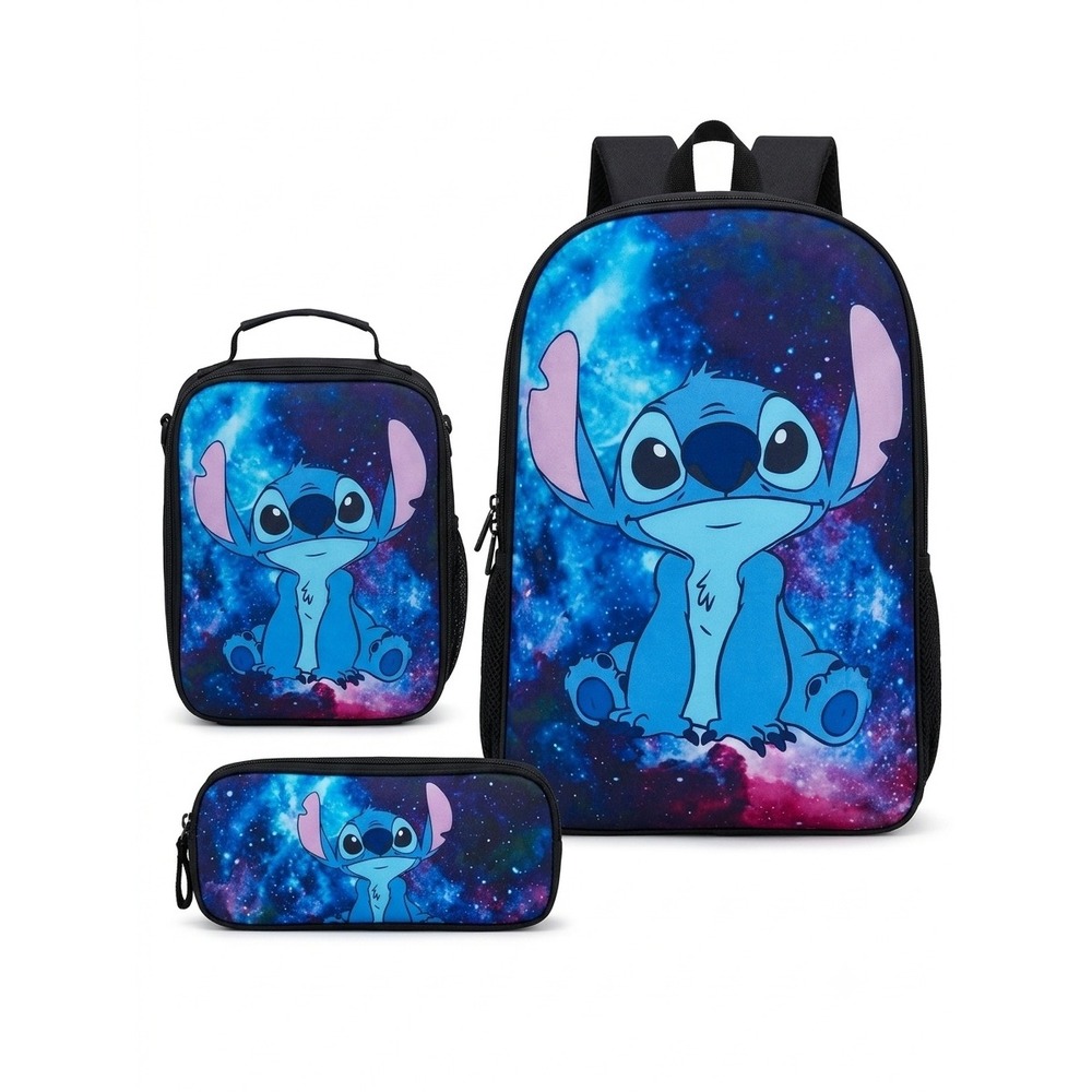3 Piece Disney Lilo and Stitch Backpack Lunch Box Set Tote Bag Pencil Case
